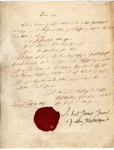 Keerzijde van de Maatschappij voor Onderzoek naar Vaderlandse Taal en Oudheden voor de Kerkgemeente Lützschena van 19.05.1857 door Deutsche Gesellschaft zu Erforschung vaterländischer Sprache und Alterthümer